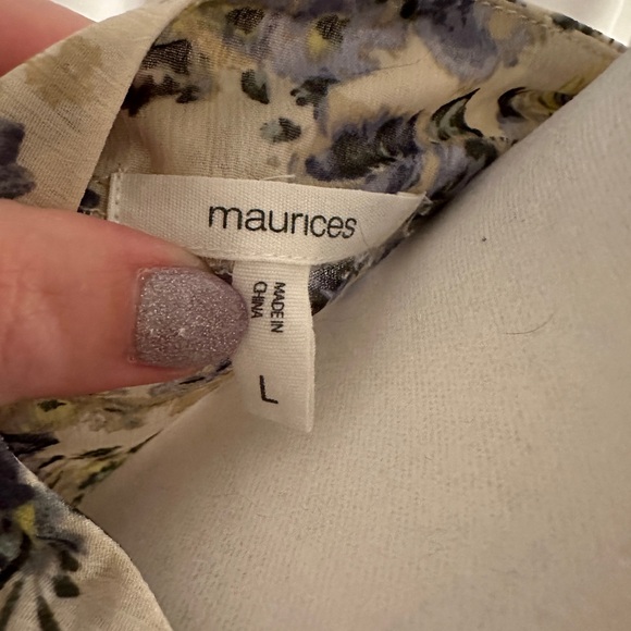 Maurice’s Blue and Yellow Floral Tie Waist Sheer Duster Size Large - Picture 6 of 6